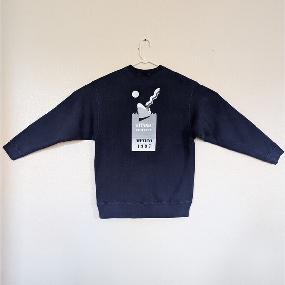 Vintage Titanic Film Crew Mexico 1997 Large Sweatshirt Movie Blue Ship Rare - Picture 2 of 8
